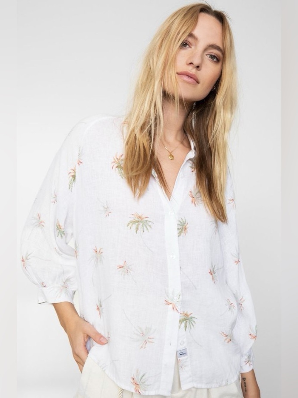 Rails Natalie Shirt in White Vintage Palms